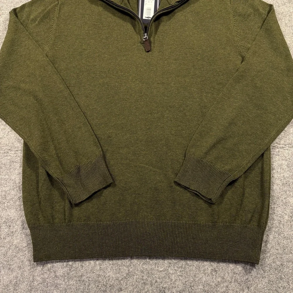 Roundtree & Yorke Sweater Mens‎ Medium Olive Green 1/4 Zip Mock Neck Pullover